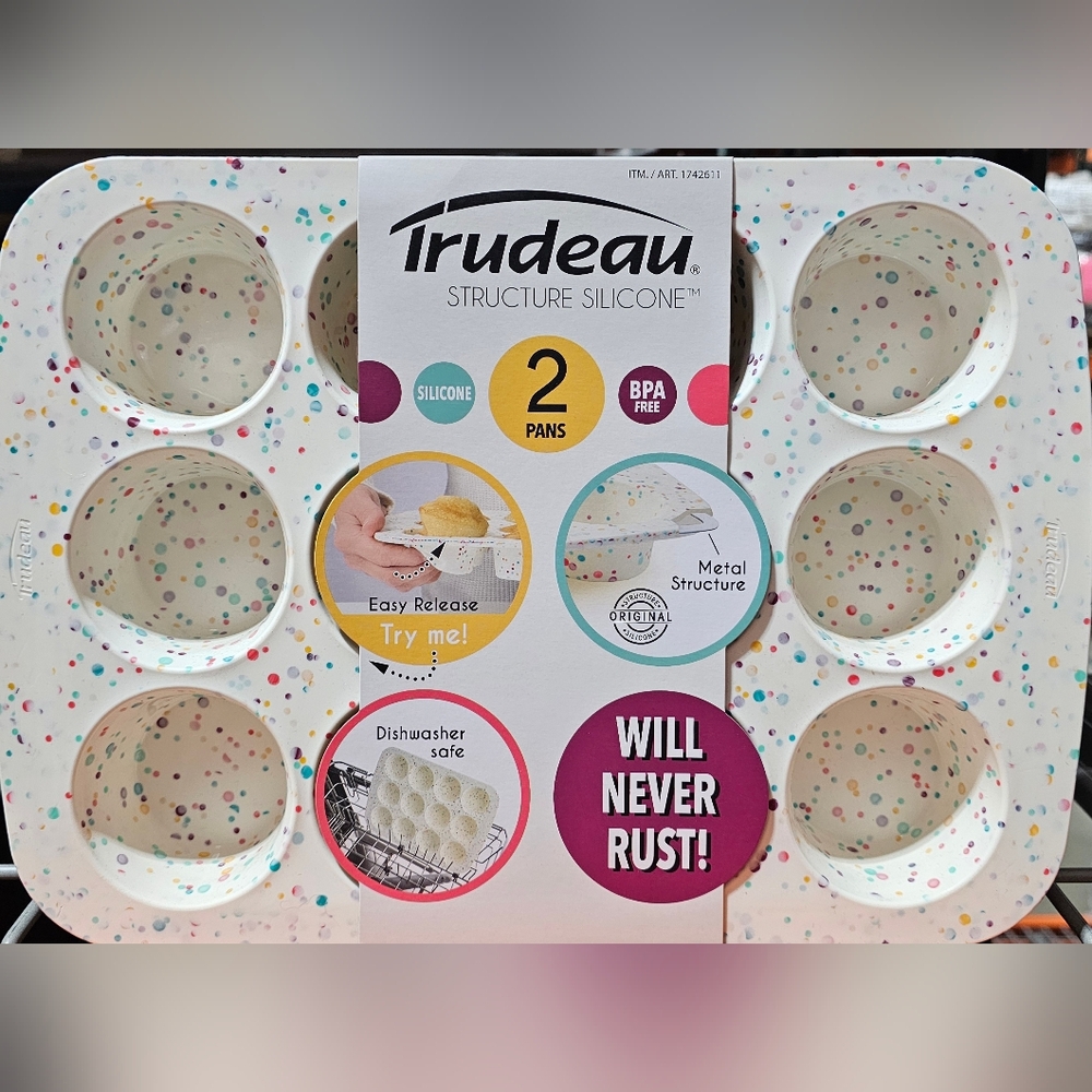 Trudeau Silicone Muffin Pan with Colorful Dots 2 pk
